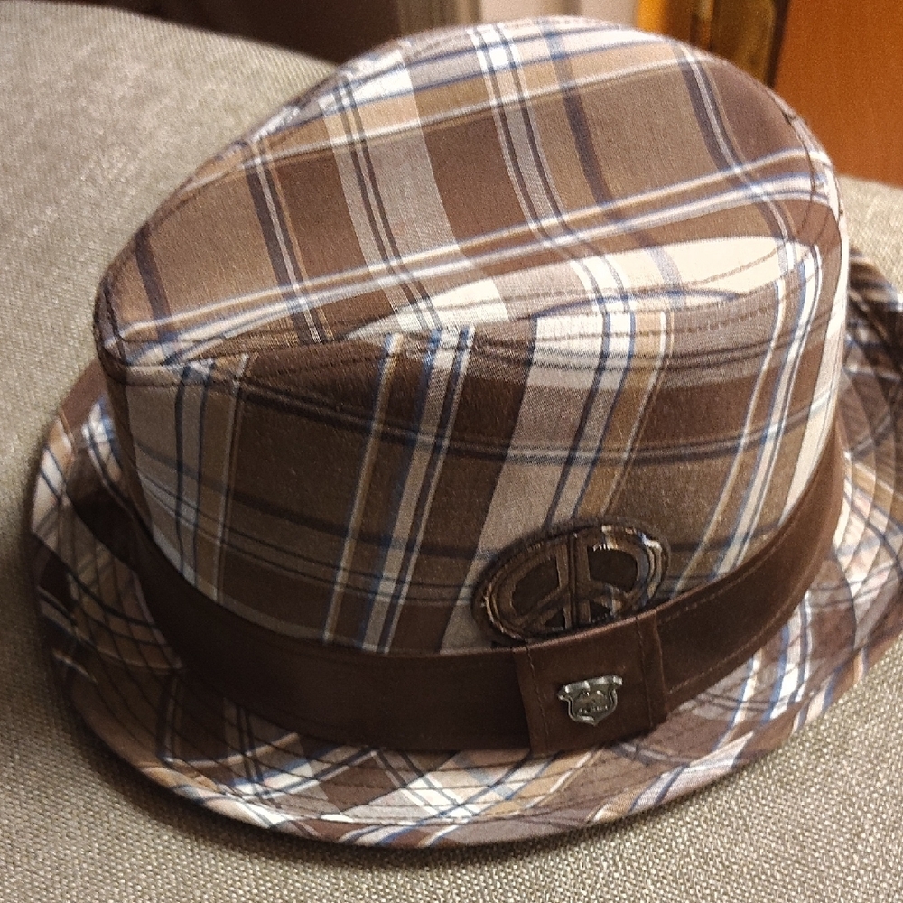 Plaid Brown Fedora Hat